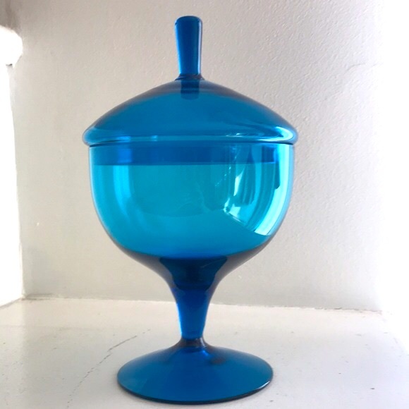 Vintage Empoli Glass Compote / Candy Jar with Lid - Picture 4 of 11